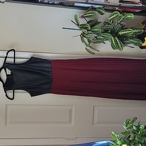 Sabine Maxi Dress: Faux Leather & Chiffon